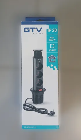GTV IP20 fekete műanyag pultba süllyedő dugalj
